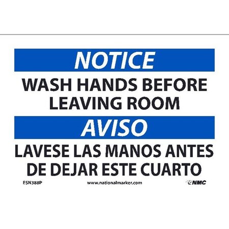 Nmc WASH HANDS BILINGUAL, 7X10,  ESN388P